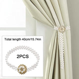 1 x Brand New 2 Pieces Gold Curtain Ties Curtain Ties with Pearls Gold Curtain Ties with Elastic Cord Office Hotel Connected Decorative Curtains for Bedroom, Living Room, Office - RRP €22.8