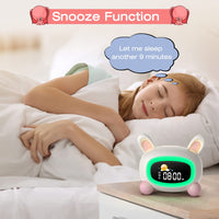 1 x RAW Customer Returns Lemnoi children s light alarm clock, children s alarm clock with night light, battery-operated children s sleep trainer with snooze function, 4 brightness levels and colorful light, digital alarm clock - RRP €29.99