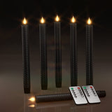 1 x RAW Customer Returns Punasi Black LED stick candles with timer function, 24.5 cm battery-operated flameless candle with remote control and 3D flickering flame for party table, fireplace, room, Halloween, Christmas decoration - RRP €30.17