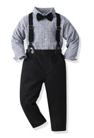 1 x RAW Customer Returns Baby Gentleman Clothing Sets and Coordinates 4 Pieces Shirt with Bow Suspenders Trousers Formal Suit Children Boys Clothing Set 6 Months 6 Years G-Black01,18-24M  - RRP €31.45