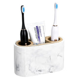 1 x RAW Customer Returns Shinowa Toothbrush Holder, 3 Compartments Electric Toothbrush Holder with Drain Hole Toothpaste Stand Resin Tooth Organizer Holder Toothbrush Holder Set for Sink Vanity Dressing Table, Ink White - RRP €22.99