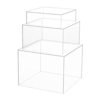 1 x RAW Customer Returns Winter Shore Acrylic Display Case 3-Pack - Clear Stackable Acrylic Display Case with Hollow Bottom - Square Acrylic Box Transparent for Retail Home - Acrylic Cubes Small, Medium, Large - RRP €22.58