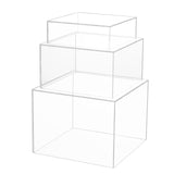 1 x RAW Customer Returns Winter Shore Acrylic Display Case 3-Pack - Clear Stackable Acrylic Display Case with Hollow Bottom - Square Acrylic Box Transparent for Retail Home - Acrylic Cubes Small, Medium, Large - RRP €22.58