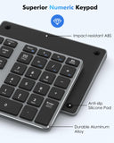 1 x RAW Customer Returns MoKo Bluetooth Numpad with 35 Keys, 2.4Ghz Number Pad Bluetooth Numeric Keypad Wireless for MacBook Pro Air iPad, Portable Number Pad for PC Laptop Computer, iMac Notebook Windows, Gray - RRP €35.99