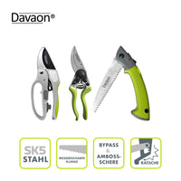 1 x RAW Customer Returns Davaon professional garden shears set with hand saw - 1 x bypass garden shears, 1 x anvil garden shears and 1 x folding saw - THE set for hobby and professional gardeners - RRP €31.4