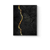 1 x RAW Customer Returns HEHGVCF 3 x Modern Abstract Living Room Canvas Pictures Poster Pictures 50x70cm, Black Gold Annual Rings Pictures Set, Canvas Pictures, Wall Art, Without Frame A B C, 50 x70cm  - RRP €24.19