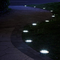 1 x RAW Customer Returns Nurkoo 12 pieces solar floor light outdoor, 12 LEDs solar lights 800 mAh disk lights with upgrade solar panel garden light solar lamp solar spotlight decoration for lawn, walkway, pool, terraces cold white  - RRP €39.99