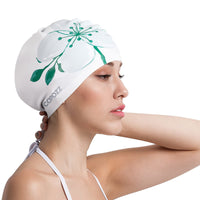 1 x RAW Customer Returns COPOZZ Adult Swimming Cap, Unisex Waterproof Swimming Cap for Men Women, Long Hair Silicone Swimming Cap Bathing Cap for Men Women Flower Watercolor  - RRP €16.13