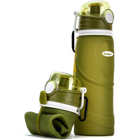 2 x RAW Customer Returns Kemier Collapsible Silicone Water Bottle 750ML Medical Grade BPA Free FDA Approved Roll Up 26oz Leak Proof Foldable Sports Outdoor Water Bottles Green  - RRP €32.26