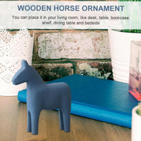 2 x Brand New Kleagary Small Wooden Horse Ornament, Retro Home Decoration, Animals for Desk, Horse Figurine, Mini Rocking Horse, Abstract, Unique, Easy to Use, Blue - RRP €40.8