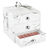 1 x RAW Customer Returns mDesign Make-up Organizer Make-up storage with 3 drawers for eye shadow, lipstick Co. Plastic cosmetic box for the bathroom marble-colored - RRP €25.99