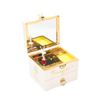 1 x RAW Customer Returns QOTSTEOS Wooden Retro Music Box Music Box Jewelry Box with Classic Rotating Ballerina Dancer Organizer with Mirror for Women Girls Gifts White  - RRP €24.79