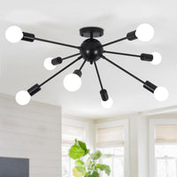 1 x RAW Customer Returns ASHUAQI Chandelier Black Vintage Ceiling Lamp, 8 Bulbs Modern Living Room Lamp, E27 Socket Sputnik Chandelier Lamp for Kitchen, Bedroom, Hallway, Dining Room, Entrance - RRP €61.99