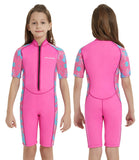 1 x RAW Customer Returns IFLOVE kids wetsuit girls boys 3 mm diving suit shorty surf suit wetsuits neoprene for diving surfing snorkeling pink 14 - RRP €35.83