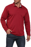 1 x Brand New Elainone Polo Shirt Men s Long Sleeve Loose Fit Polo Shirt Plain Elastic Casual Basic T-Shirt for Golf Sports, Wine Red S - RRP €27.6