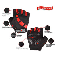 1 x RAW Customer Returns Nesirooh MTB Gloves for Men and Women, Summer Half Finger Cycling Gloves for Motorcycle Bicycle Bike Gym Men Shockproof Non-Slip Breathable Black red, M  - RRP €11.8