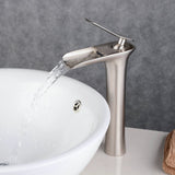 1 x RAW Customer Returns Waterfall Faucet Bathroom, Beelee Faucet Sink for Bathroom, Single Lever Mixer Basin Faucets, Ceramic Valve, Cold and Hot Water Available, Brushed Nickel, BL9009NH - RRP €77.22