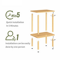 1 x RAW Customer Returns APICIZON wooden side table, 2 tier bedside table narrow, 40x30x52cm, small side table with storage space, narrow side table for living room, bedroom, balcony, easy to assemble, natural - RRP €34.99