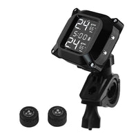 1 x RAW Customer Returns Tire pressure monitoring system motorcycle, Kikuo wireless TPMS motorcycle, TPMS tire pressure monitoring system motorcycle with LCD display and 2 external sensors with adjustable angle, waterproof - RRP €34.99