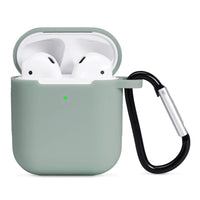 1 x RAW Customer Returns AKABEILA Case for Apple AirPods 2 1 Silicone Protective Case Front LED Visible Wireless Charging Liquid Silicone Case Cover Air Pods Protective Cases Carabiner, Green - RRP €11.99