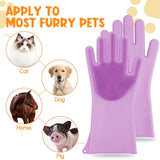 5 x Brand New Comfpet grooming gloves for dogs and cats, cat brush gloves, grooming gloves, brush for cats, hanging design, bathing and massaging for puppies and kittens, 1 pair purple  - RRP €54.95