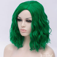 1 x RAW Customer Returns TANTAKO Short Bob Wavy Green Wig for Women Ladies Synthetic Full Hair Wigs for Halloween Cosplay Costume Green  - RRP €24.19