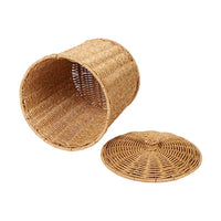 2 x Brand New Alipis Small Woven Basket with Lid Wicker Waste Bin Garbage Container Planter Pot Laundry Basket for Bathroom Kitchen Bedroom Home Office Under Desk - RRP €53.92