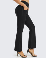 1 x RAW Customer Returns Promover Yoga Pants Women Business Pants With Pockets Bootleg Stretchy Flared Pants Bootcut High Waist Work Suit Pants - RRP €29.23