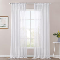 1 x RAW Customer Returns MIULEE Set of 2 Sheer Voile Curtains Rod Pocket Transparent Curtain Polyester Window Curtain Transparent Living Room Airy Decorative Curtain for Bedroom 140 x 245cm W x H , Rod Pocket White - RRP €28.02