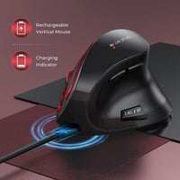 1 x RAW Customer Returns seenda Vertical Ergonomic Wireless Mouse Dual Bluetooth 2.4G Rechargeable Gaming Wireless Mouse, Multi-Device Wireless Mouse for Laptop PC Mac Tablet iPad Windows Android iOS , Black Red - RRP €28.22