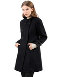 1 x RAW Customer Returns Allegra K Women s A Line Stand-Up Collar Button Down Trench Coat Winter Coat Black M - RRP €93.77