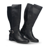 1 x RAW Customer Returns Hawkwell Women s Knee High Boots with Extra Wide Closure and Side Zip, Black, 36 EU X-Large - RRP €69.99