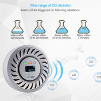 1 x RAW Customer Returns CO detector carbon monoxide alarm, electrochemical sensor CO warning, USB lithium battery CO gas test device, carbon monoxide monitor with OLED digital display for home private car garage silver grey  - RRP €23.51