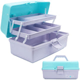 1 x RAW Customer Returns Creahaus 30.5cm 3-shelf multi-purpose storage box, sorting box, organizer box, craft box, sewing box, medicine box, tool box, fishing case with 2 shelves blue purple  - RRP €25.56