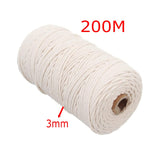 1 x Brand New JZK 200m 3mm Twisted Cotton Macrame Cord, Thick Cotton Rope for Dream Catchers, Wall Hangings, Plant Hangers, Gift Wrapping and Wedding Decorations - RRP €20.4