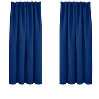 1 x RAW Customer Returns Deconovo Blackout Curtains Opaque Thick Curtains with Ruffle Tape Winter, 138 x 132 cm Height x Width , Royal Blue, Set of 2 - RRP €30.65