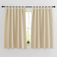 1 x RAW Customer Returns PONY DANCE window curtains with loops, opaque curtains for the kitchen, blackout curtains, kitchen curtains, short curtains, 2 pieces, H 137 x W 140 cm, Biscotti Beige - RRP €29.95