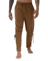 1 x RAW Customer Returns YAOHUOLE Viking Trousers Men s Medieval Pirate Trousers Men s Costume Men s Renaissance Trousers Slim Fit Brown 3XL - RRP €27.22