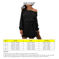 1 x RAW Customer Returns Women s Off Shoulder Sweater Dress Elegant Knee Length Bodycon Dress Women s Long Sleeve Sweater Dress Women s Pullover Dress with Belt L-Black  - RRP €25.1