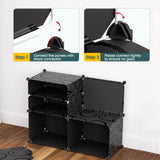 1 x RAW Customer Returns HOMCENT Shoe Rack with Doors, Expandable Stand Shoe Cabinet for Shoes, Boots, Slippers, Plastic Shoe Racks for Hallway Bedroom Entrance 2x6 Tier Black  - RRP €44.36