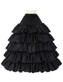 1 x RAW Customer Returns BEAUTELICATE Crinoline Petticoats Women Long Summer Dresses Vintage Dresses 4 Hoops with Ruffles up Skirts with Elastic Waist Nylon Drawstring Velcro SM, Black  - RRP €33.99