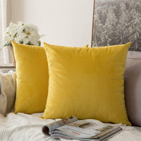 1 x RAW Customer Returns MIULEE Set of 2 Velvet Cushion Covers Pillow Case Sofa Cushion Decorative Throw Pillows Couch Cushions with Hidden Zipper Sofa Bedroom 26 x 26 Inch 65 x 65 cm Lemon Yellow - RRP €23.99