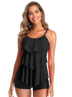 1 x RAW Customer Returns Summer Mae Women s Swimwear Two Piece Adjustable Tankini Sleeveless Black XXL - RRP €24.0