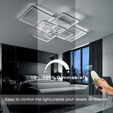 1 x RAW Customer Returns HIHIHOMY living room lamp ceiling light, LED ceiling light dimmable 106cm, white LED ceiling light living room 8-rectangular with remote control 3000K-6500K ceiling lamp LED modern living room lamp LED - RRP €212.24