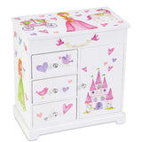 1 x RAW Customer Returns Jewelkeeper Unicorn Music Box Jewelry Box 3 Pull Out Compartments, Fairy Princess Castle Design - RRP €44.99