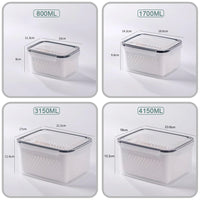 1 x RAW Customer Returns Kongming refrigerator organizer, food storage containers with lid, food storage containers, refrigerator organizer set, fridge organizer 4-piece set 800ml 1700ml 3150ml 4150ml, with lid and sieve white  - RRP €24.99