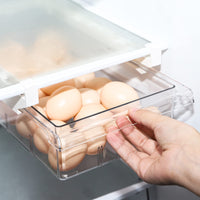 1 x RAW Customer Returns Yesland 2 Pack Refrigerator Drawer Organizer with Handle and 4 Divided Sections - Pull Out Fridge Storage Boxes - Clear Container for 1.5cm Refrigerator Shelf Clear  - RRP €29.23