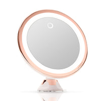 1 x RAW Customer Returns Fancii Rechargeable 10x Magnifying Mirror with 3 LED Light Settings and Suction Cup - 20 cm Illuminated Makeup Mirror, Dimmable Light, 360 Rotation, Moon 2 - RRP €31.46