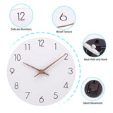 1 x RAW Customer Returns ACCSHINE MDF Wooden Wall Clock Without Ticking Noise Silent Modern 30cm Quartz Large Battery Operated Wall Clock Easy to Read for Room Home Kitchen Bedroom Office School White  - RRP €23.49