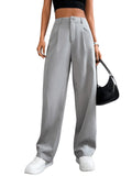 3 x Brand New GORGLITTER Women s Pants Long Pants Palazzo High Waist Loose Pants Suit Pants Elegant Office Pants with Zipper Light Gray S - RRP €102.03